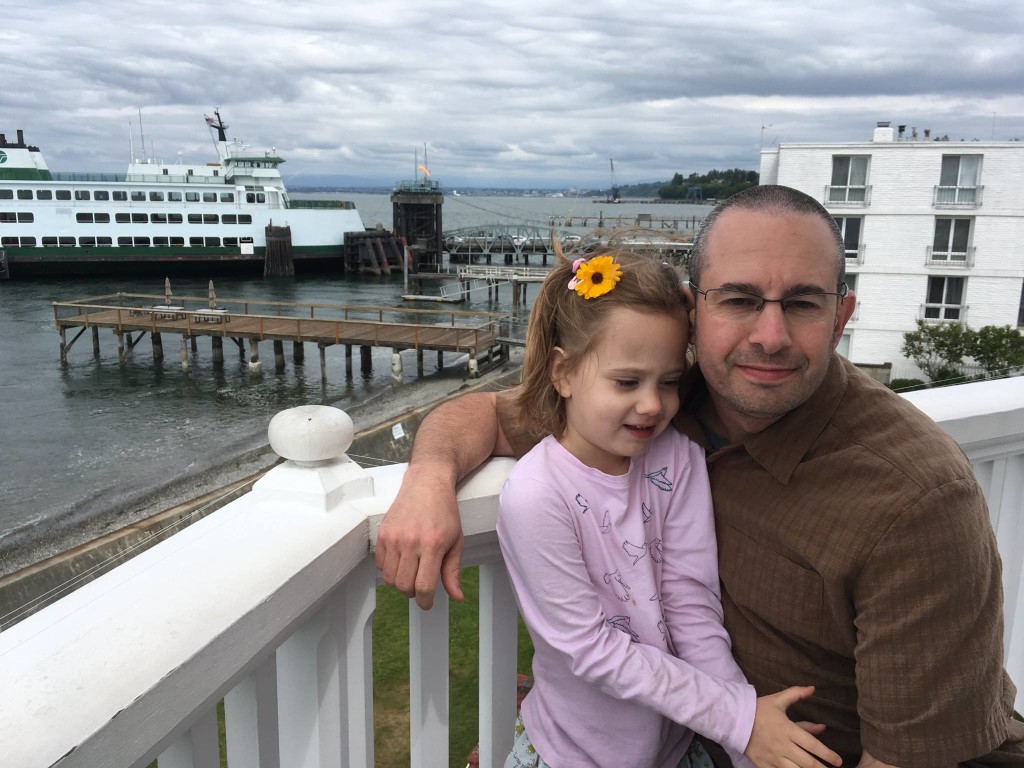 On top of the lighthouse - Maya and Larry